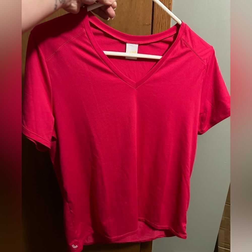 Lole Everyday Vneck Tshirt Dark Pink Size Medium